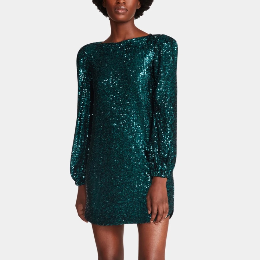 Teal Sequin Long Sleeve Mini Dress
